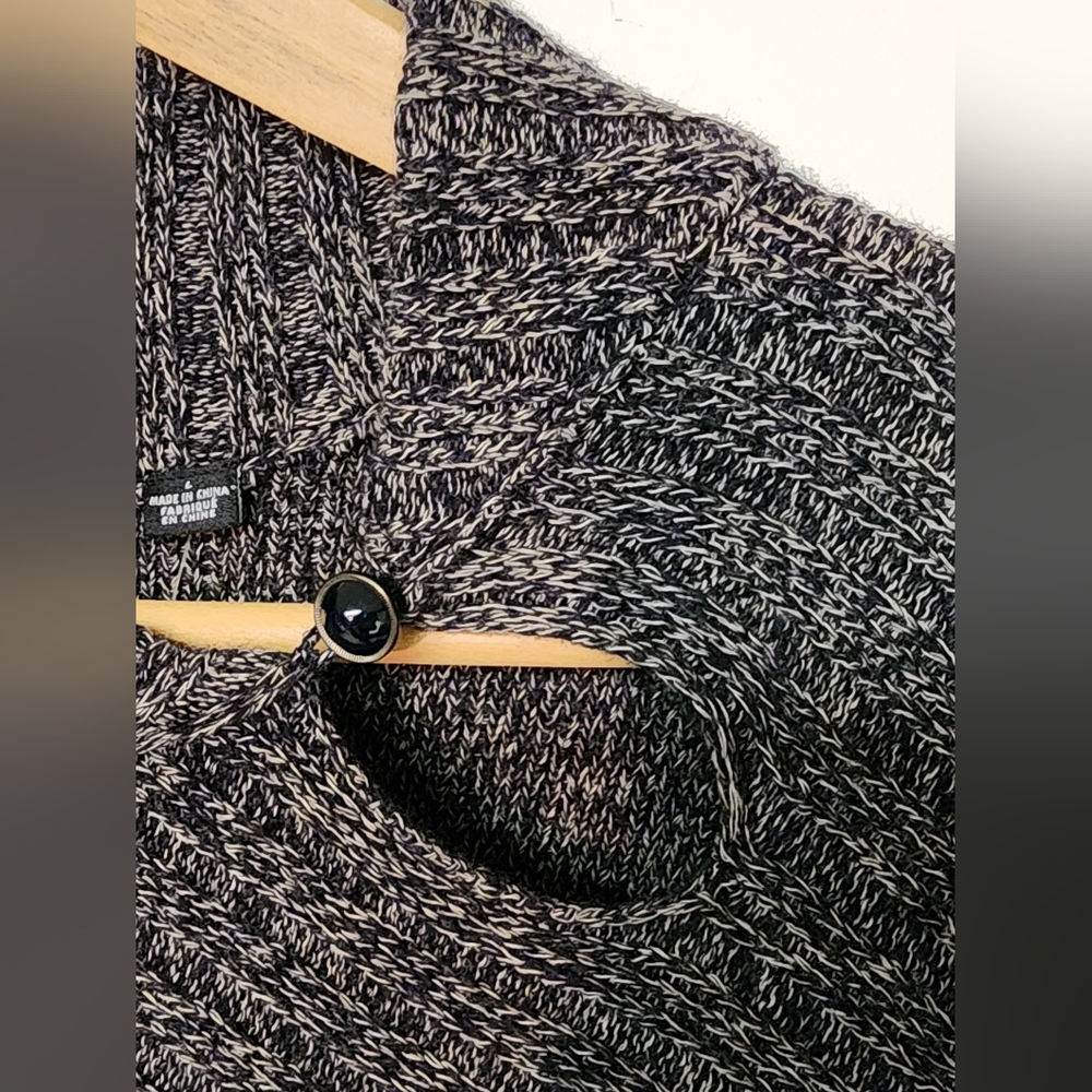 NWT Anthropologie Knitted&Knotted Cascading Ruffle Sweater In Heathered Dark Nav - Picture 7 of 14